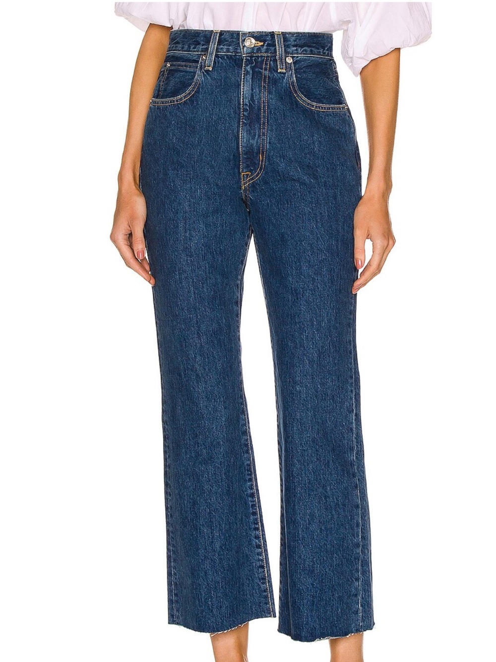 SLVRLAKE Frankie Flare Jeans Frayed Raw-Cut Hem Cropped High Waisted 27
